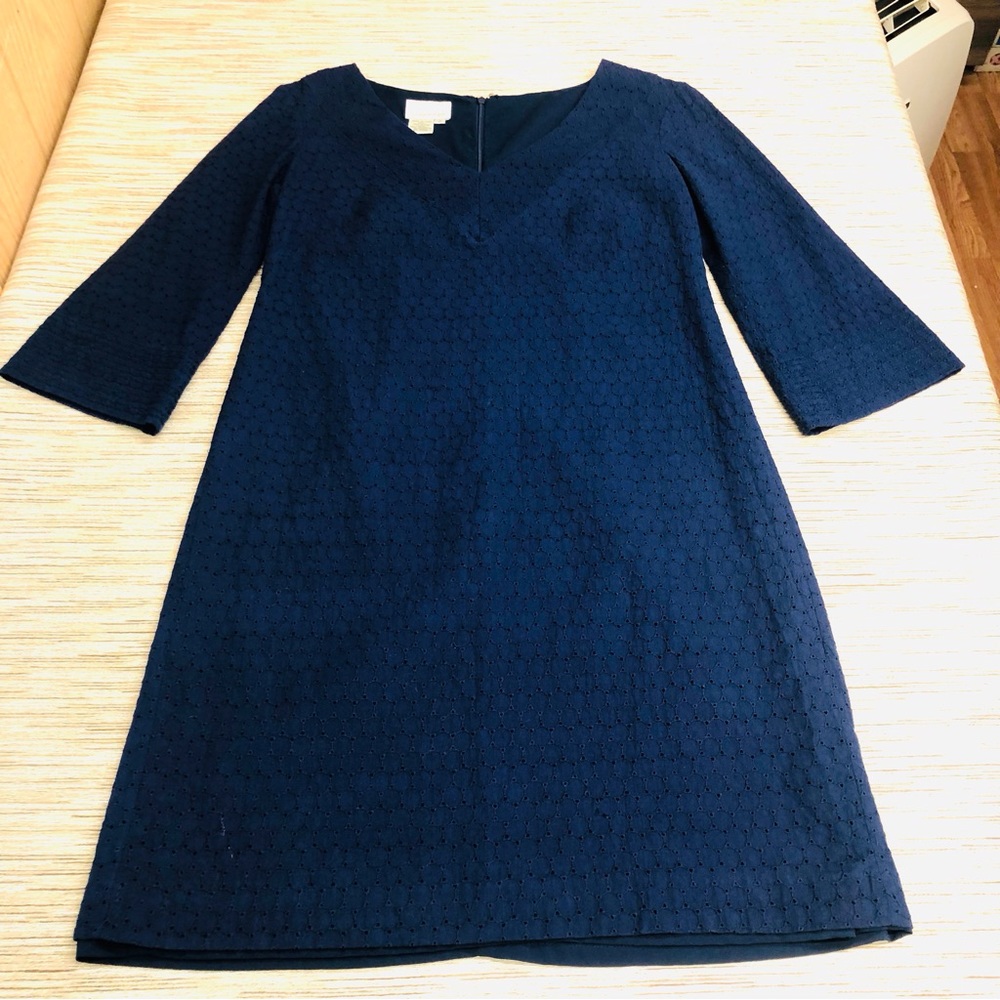 Donna Morgan Navy Eyelet Shift Dress - Picture 13 of 16